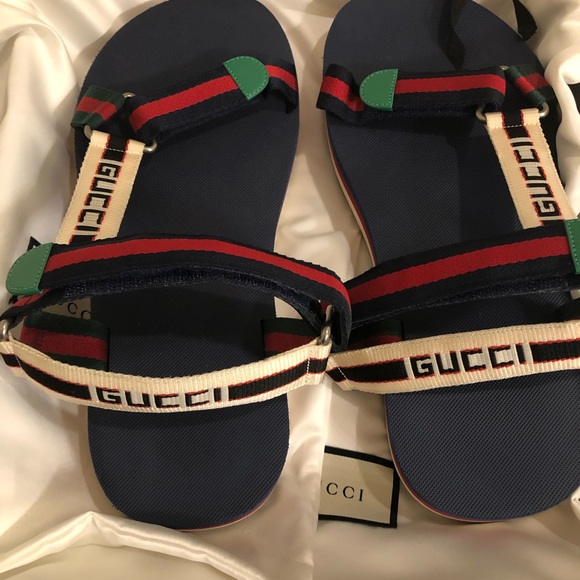 GUCCI red white and blue sandals. Size 10 - Picture 4 of 5